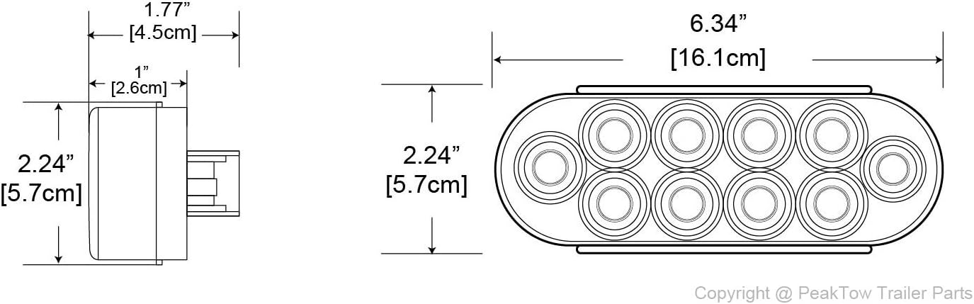 6" Amber Oval LED Trailer Lights - Submersible Grommets Mount (Pair)