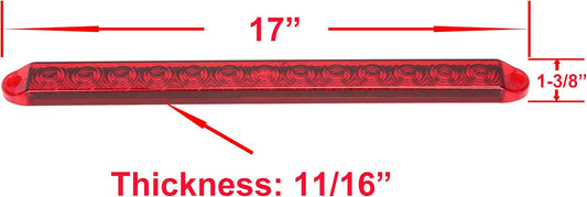 17" Red LED Trailer Light Bars – Waterproof (Pair)
