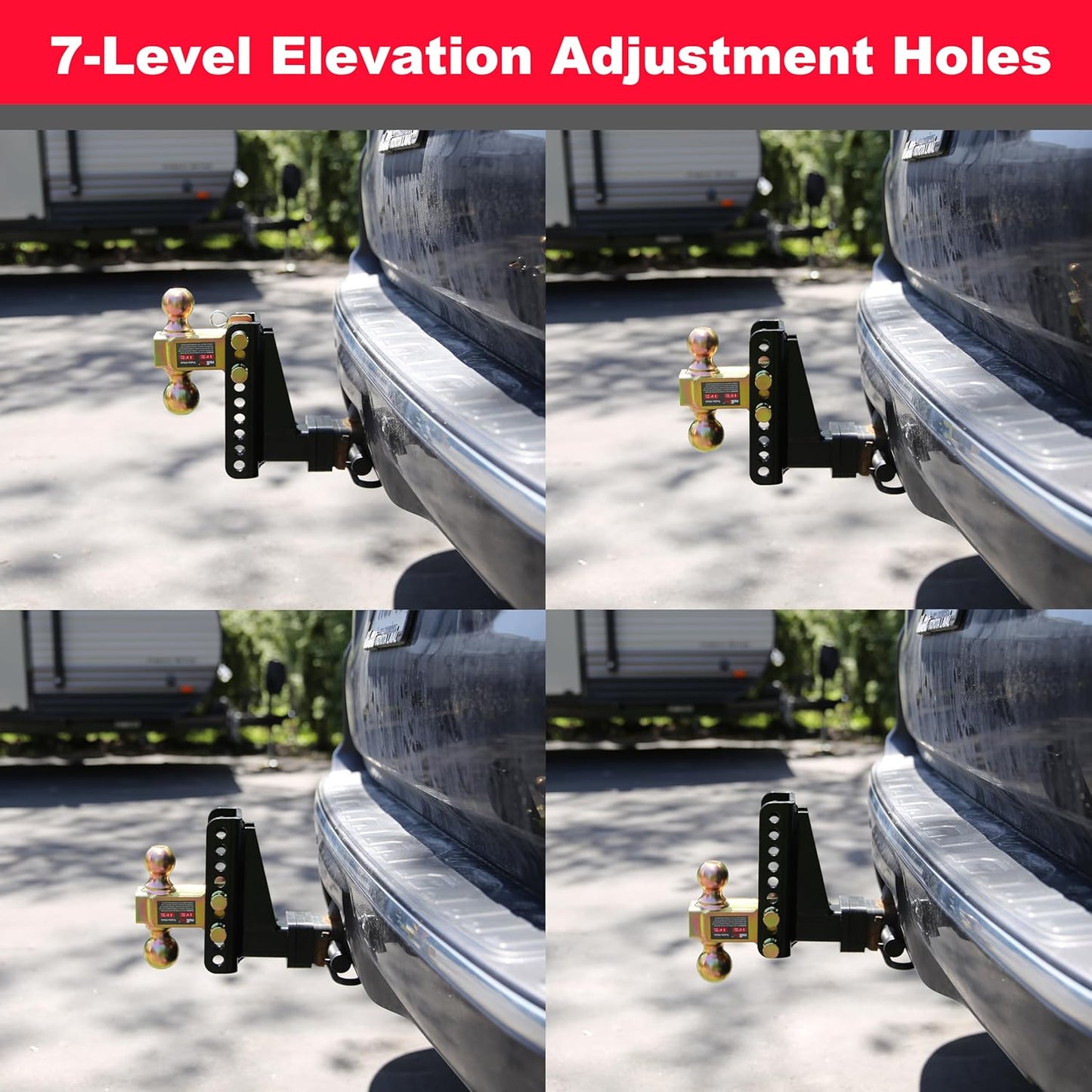 Adjustable Trailer Hitch Ball Mount – 2" Receiver, Dual Balls (2" & 2-5/16"), 20,000 lbs Capacity, 6" Drop/Rise, with Lock & Keys