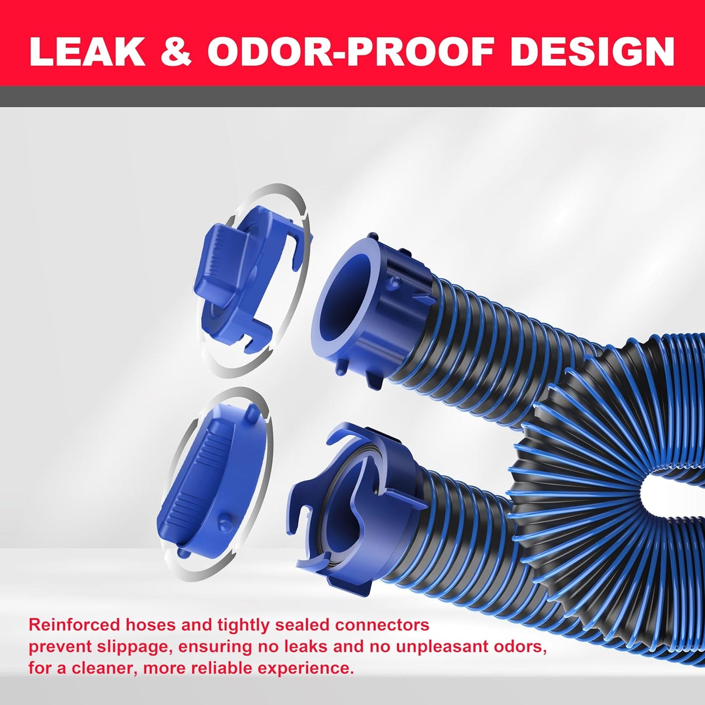 20FT RV Sewer Hose Kit - Dual 10FT Hoses with Clear Elbow & Storage Caps