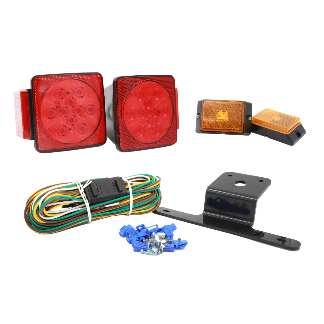 12V LED Submersible Square Trailer Light Kit