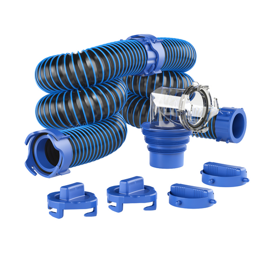 20FT RV Sewer Hose Kit - Dual 10FT Hoses with Clear Elbow & Storage Caps