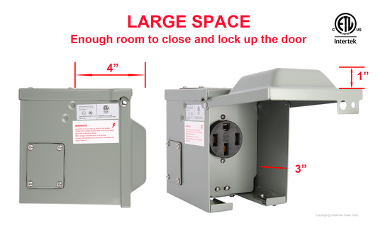 50 Amp RV/EV Power Outlet Box - Outdoor & Weatherproof, NEMA 14-50R