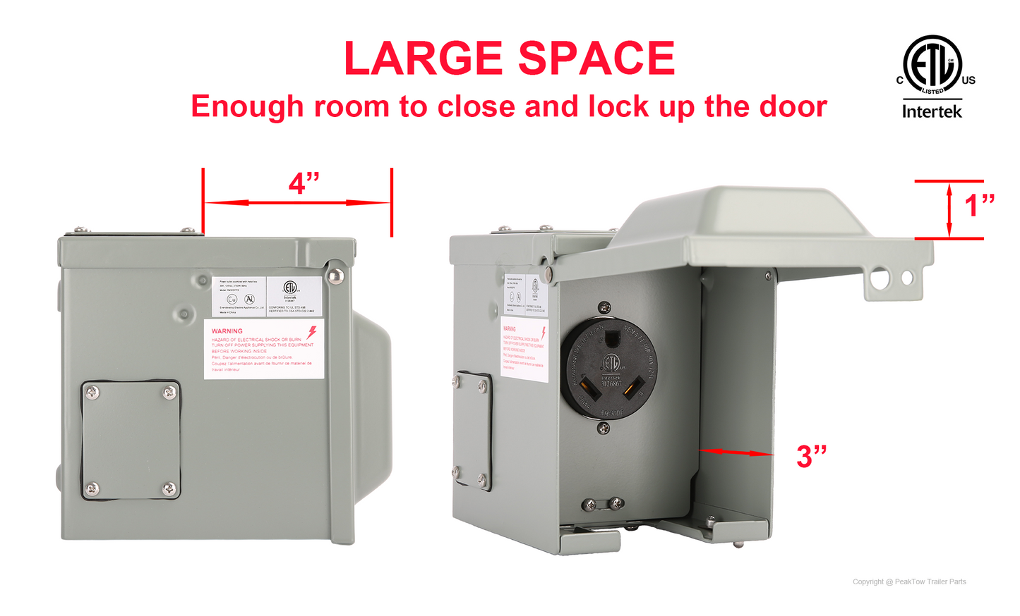 30 Amp RV Power Outlet Box - Outdoor & Weatherproof, NEMA TT-30R