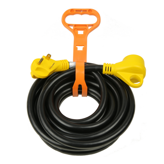 30A RV Extension Cord – 25 ft, NEMA TT-30 with LED Indicator, Grip Handle, and Organizer