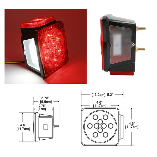 12V LED Submersible Square Trailer Light Kit