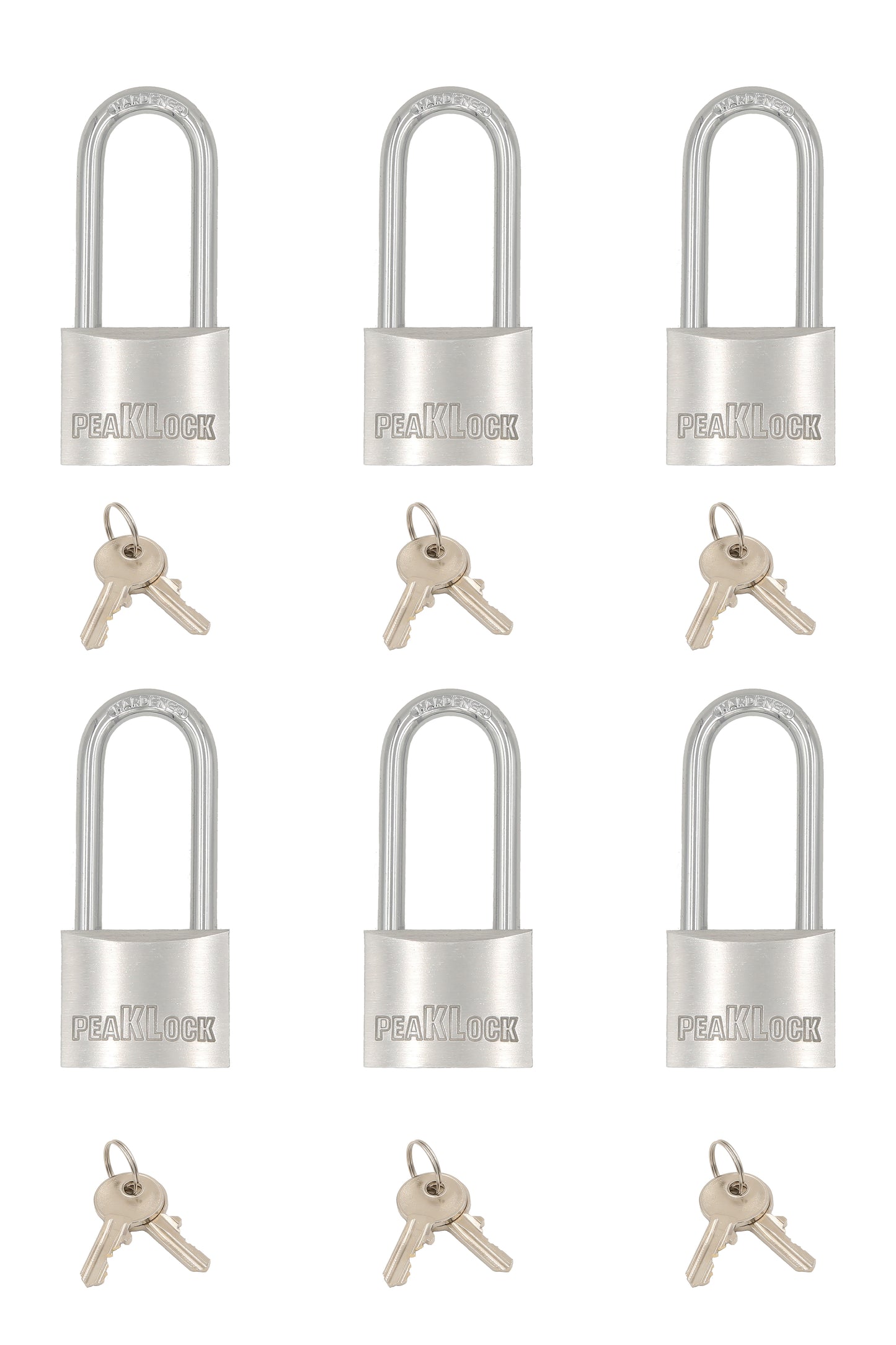 PEAKLOCK PLA0004 Cadenas à clé identique 1-9/16 de large en aluminium massif à anse longue 6PK