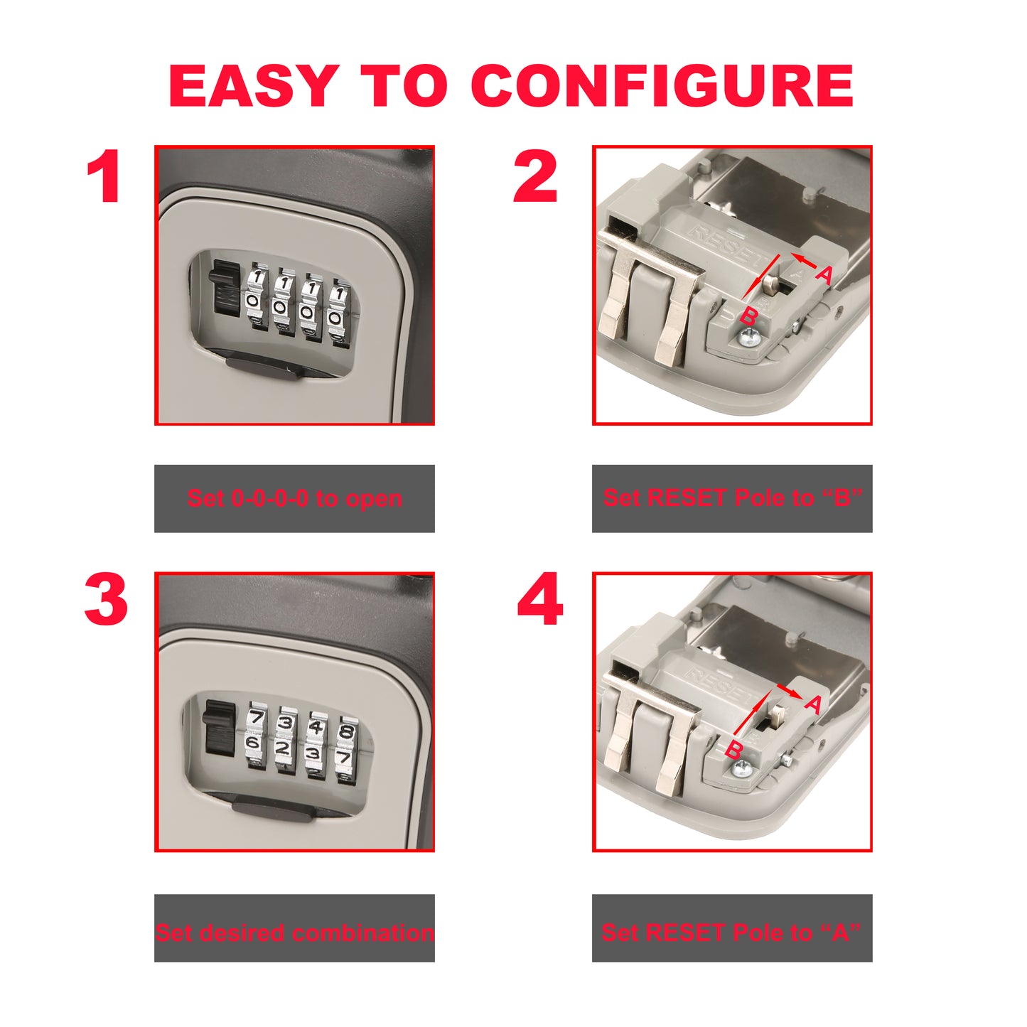 PLB0001 Weatherproof Key Safe Storage Lock Box with Shackle, Portable or Wall Mounted, 4 Digit 6 Keys Capacity - Case of 16