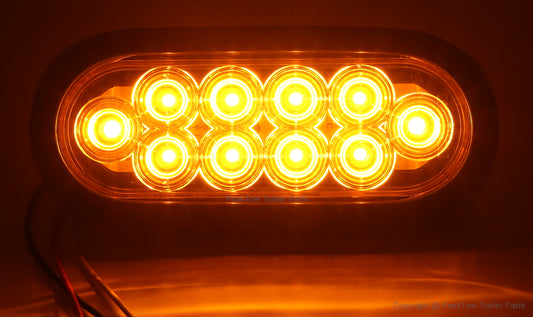 6" Amber Oval LED Trailer Lights - Submersible Grommets Mount (Pair)