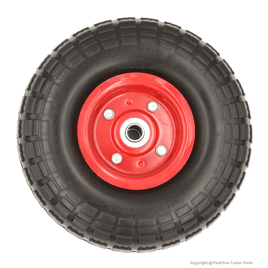 PTR0004 10" Flat Free Solid Tire and Wheel Set 4.10/3.50-4" - Case of 12