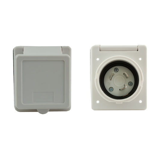 30 Amp Shore Power Inlet – NEMA L5-30P, Marine/RV/Trailer, White