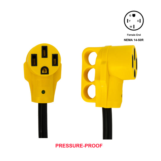 PTR0131 Heavy Duty RV Dogbone Electrical Power Plug Adapter Converter 30 Amp Male to 50 Amp Female 125V/3750W with LED Indicator and Grip Handle, 18 Inches - Case of 12