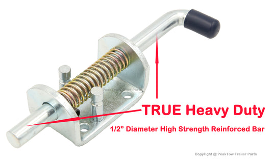 PTT0023 Heavy Duty 6-7/8 Inches Long Metal Lock Barrel Bolt Spring Loaded Latch with Grip and Hardware - Case of 48