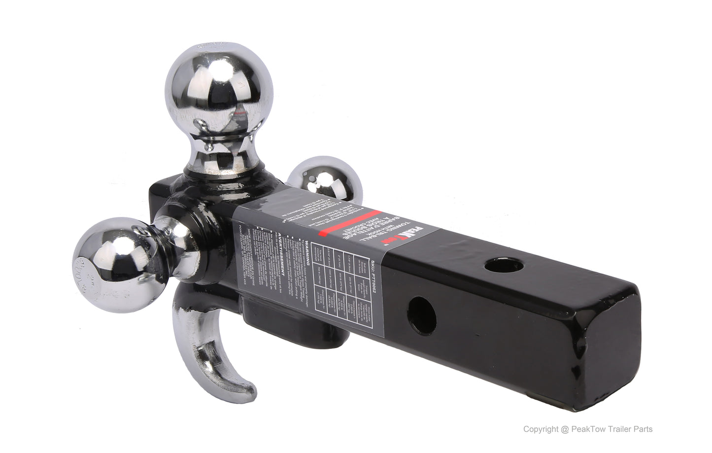 Class III/IV 2 inch Trailer Hitch Ball Mount with Triple Chrome Balls & Hook – 10,000 lbs Capacity
