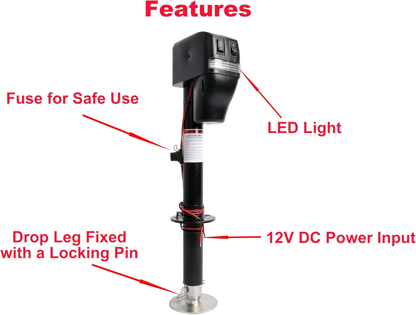 PTJ0234 Heavy-Duty 5000 lbs Electric A-Frame Tongue Jack