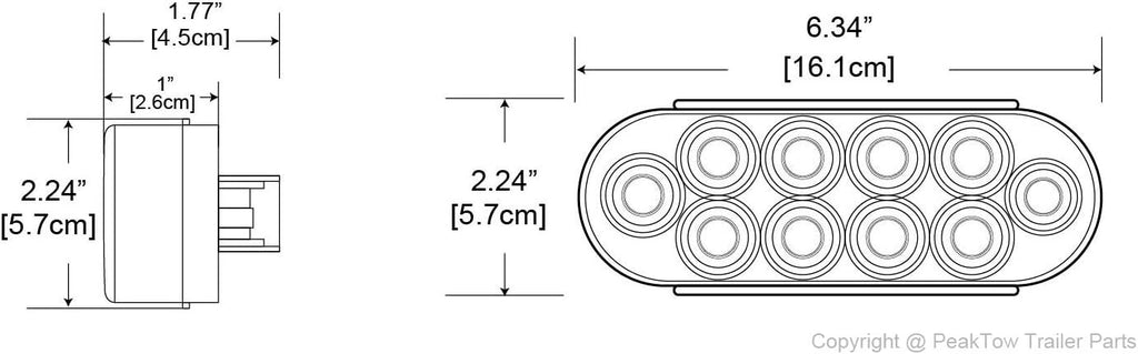 Feux de remorque ovales LED ambres 6" - submersibles, montage à anneau (caisse de 40 paires/80 feux)