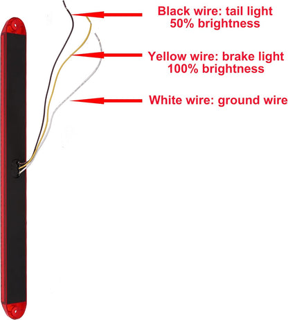 17" Red LED Trailer Light Bars – Waterproof (Pair)