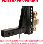 Support de boule d'attelage réglable – Récepteur de 2", doubles boules (2" et 2-5/16"), capacité de 20 000 lbs, déport/élévation de 6", avec cadenas et clés
