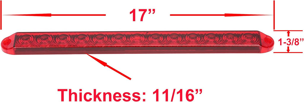 17" Red LED Trailer Light Bars – Waterproof (Case of 40 pairs)
