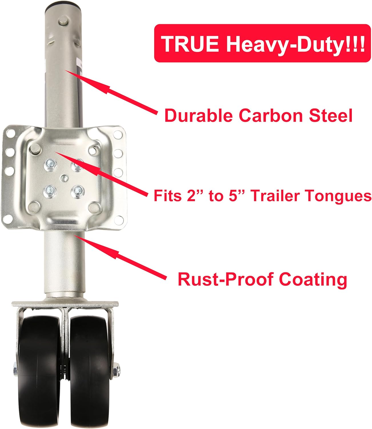 Dual-Wheel Swivel Boat Trailer Jack - 2000 lbs Capacity