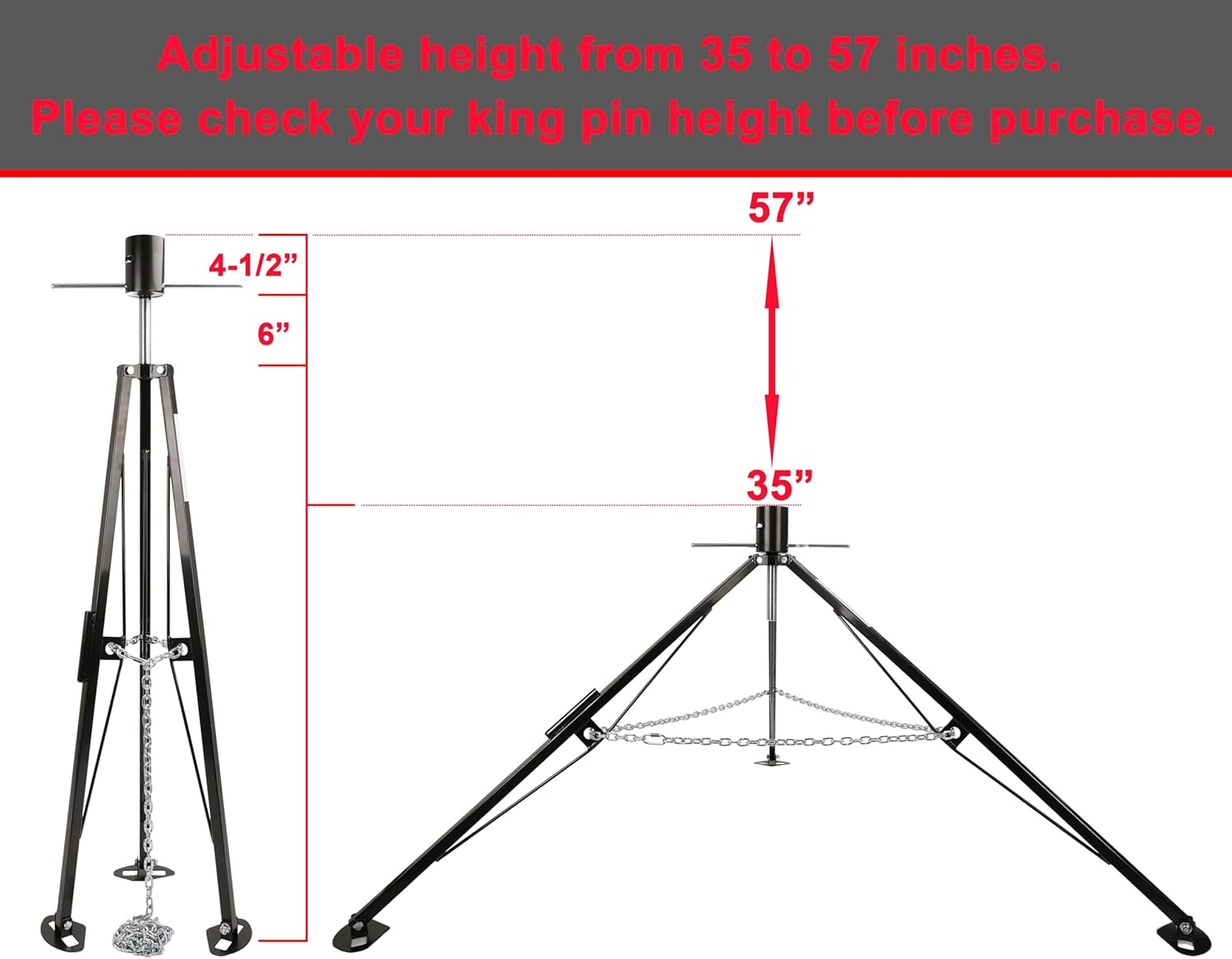 Stabilisateur de 5e roue, édition noire – capacité 5000 lbs