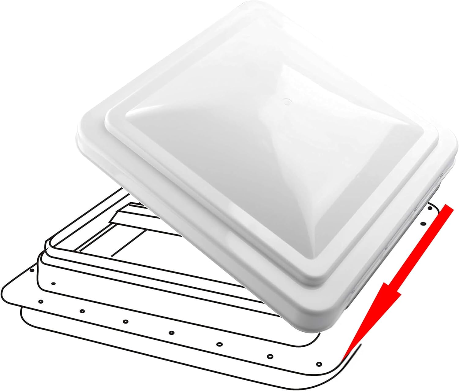 14" RV Roof Vent Lid – White (Pack of 2)