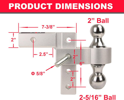 PTT0069 6000 lbs Aluminum Dual-Ball Mount Hitch - Case of 3