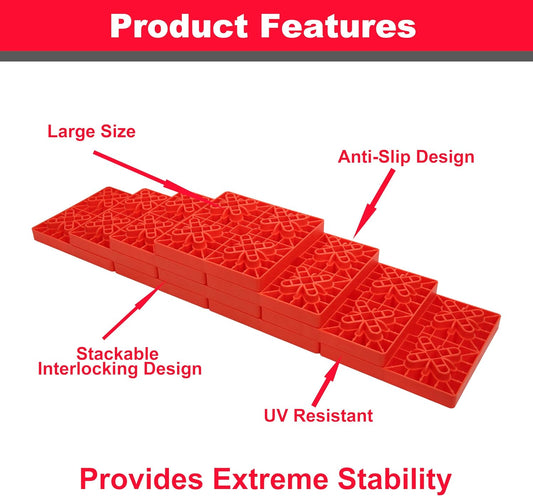 Heavy-Duty RV Leveling Blocks – 10-Pack Stackable Levelers with Carry Bag (Red)