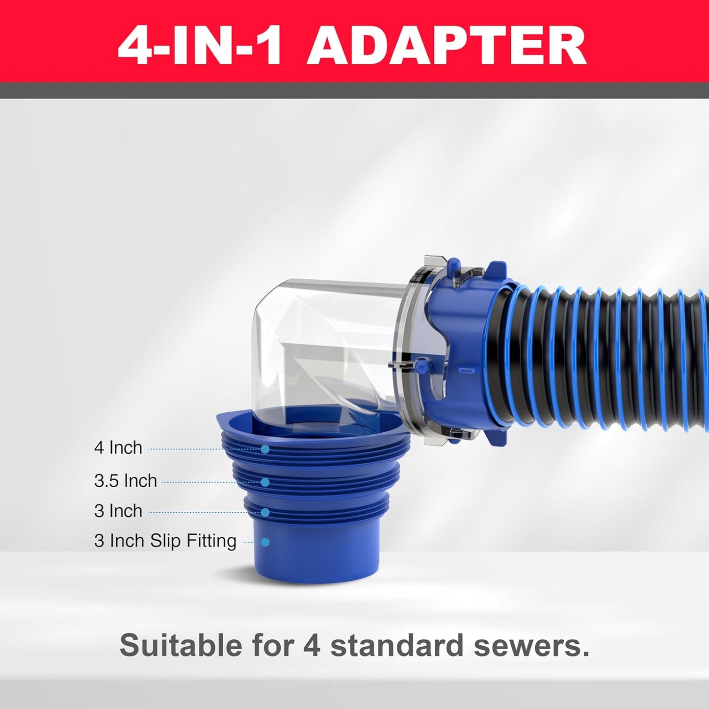 20FT RV Sewer Hose Kit - Dual 10FT Hoses with Clear Elbow & Storage Caps
