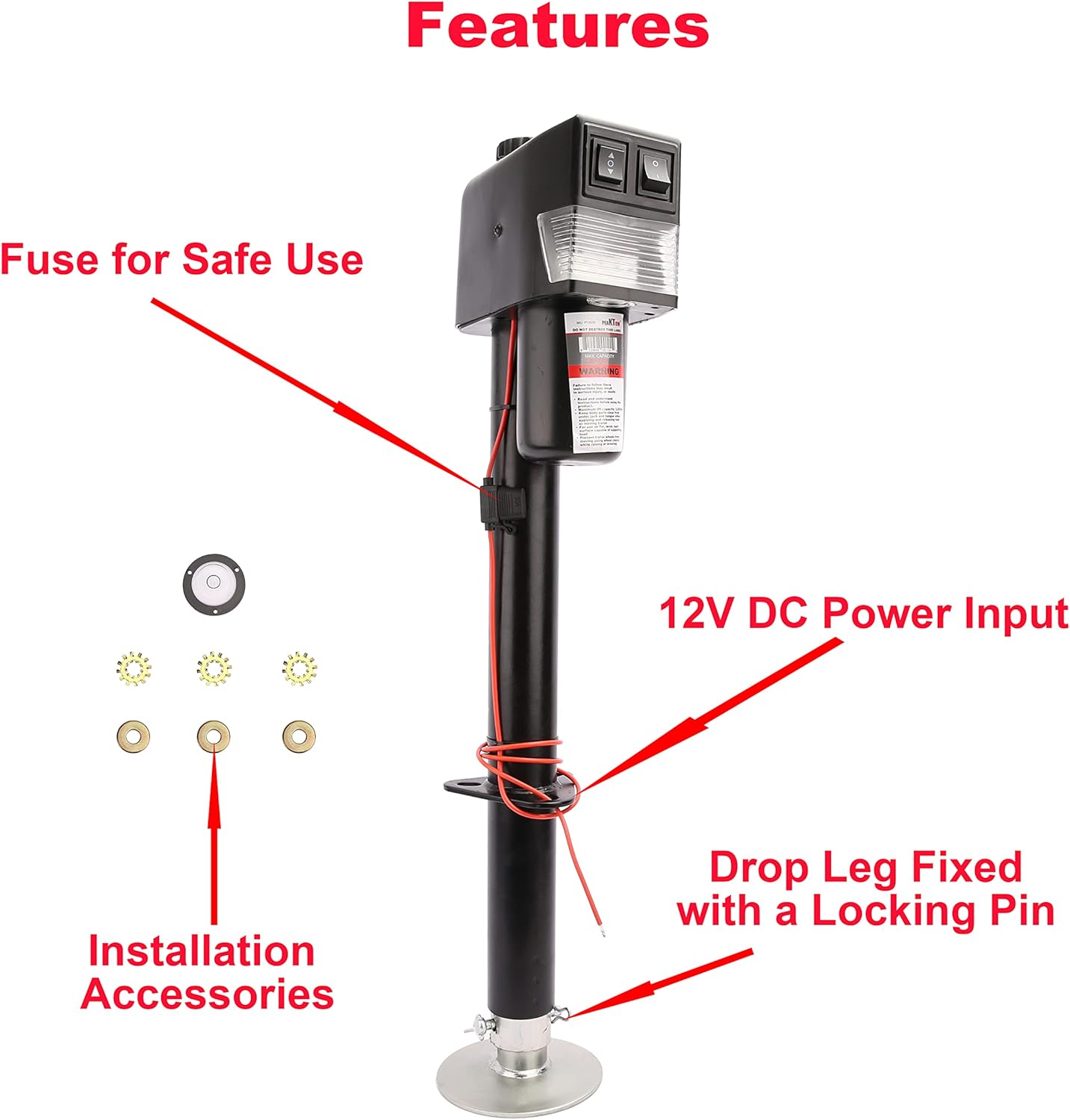 PTJ0233 Premium 3500 lbs Electric A-Frame Tongue Jack