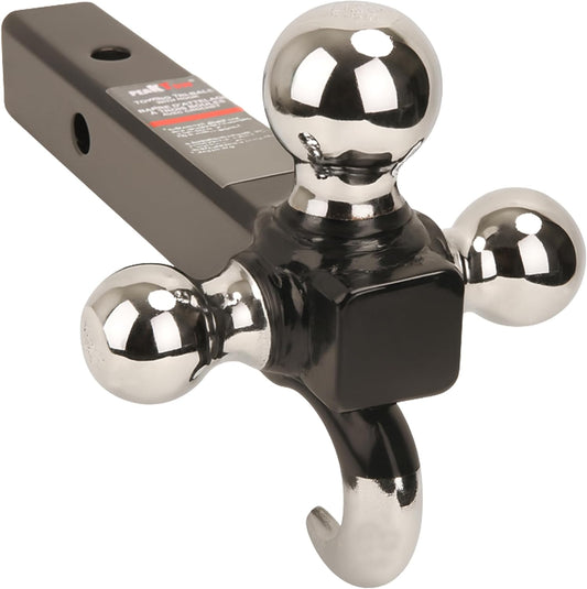 Class III/IV 2 inch Trailer Hitch Ball Mount with Triple Chrome Balls & Hook – 10,000 lbs Capacity