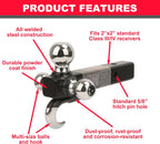 Triple Ball Hitch Mount for 2" Receiver – 10,000 lbs Capacity
