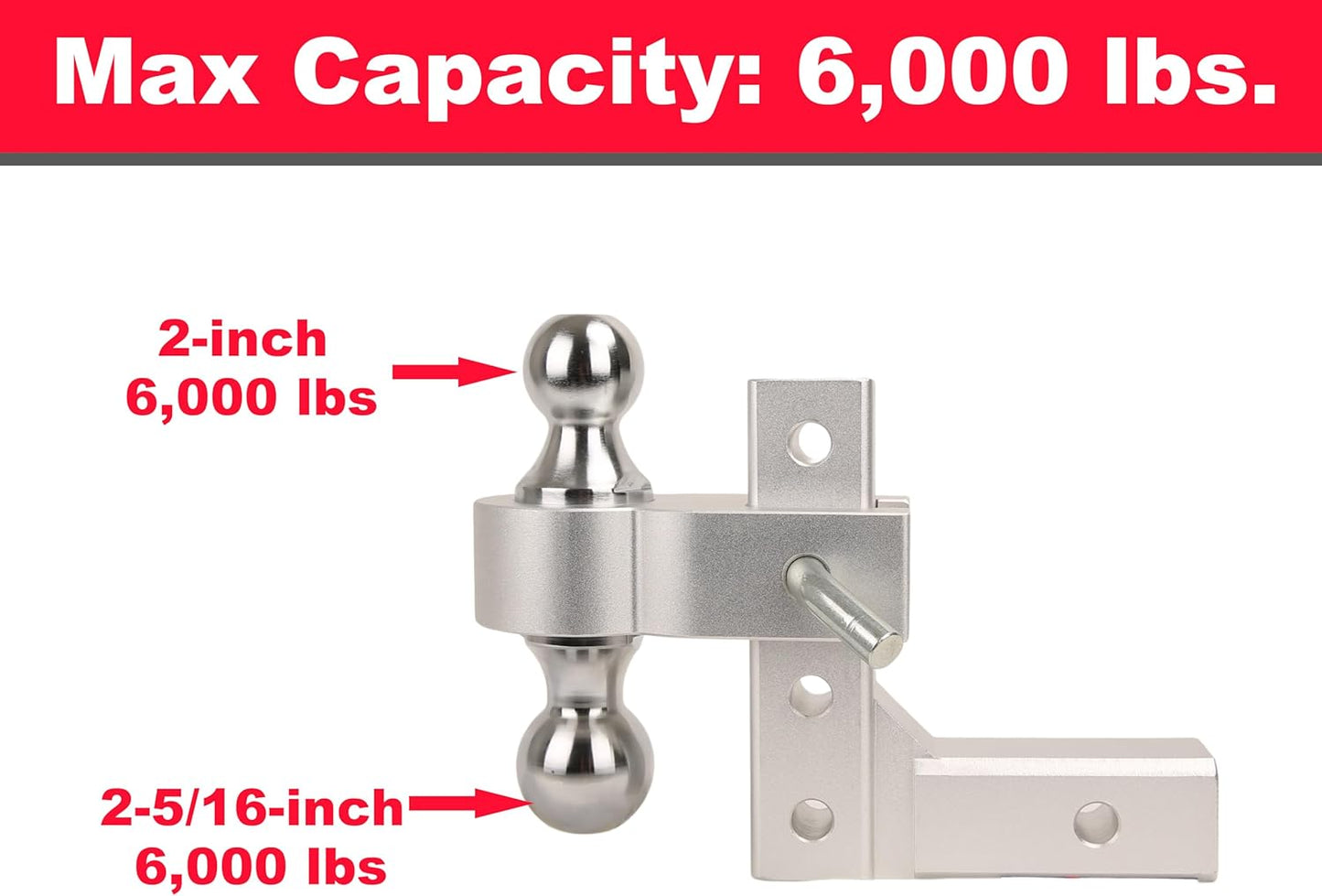 PTT0069 6000 lbs Aluminum Dual-Ball Mount Hitch - Case of 3