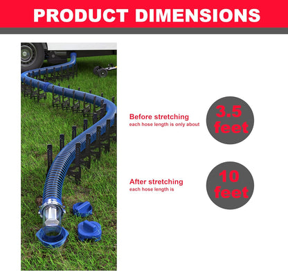 20FT RV Sewer Hose Kit - Dual 10FT Hoses with Clear Elbow & Storage Caps