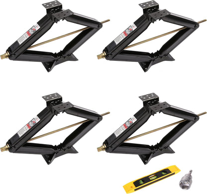 RV Stabilizer Scissor Jacks - 5000 lbs Capacity Each, 24-Inch Height (Set of 4)