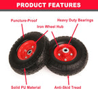 10" Flat Free Solid Tire and Wheel Set 4.10/3.50-4" (Case of 12)