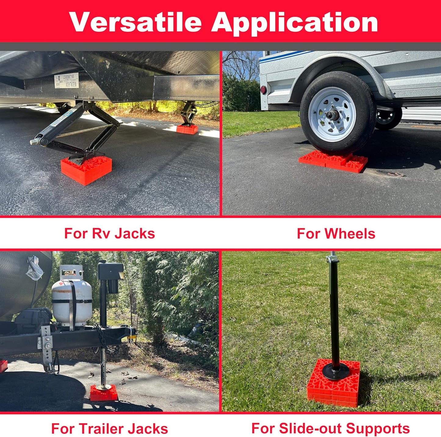 Heavy-Duty RV Leveling Blocks – 10-Pack Stackable Levelers with Carry Bag (Red)