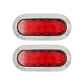 Feux de remorque ovales LED blancs 6" – submersibles, garniture chromée (caisse de 40 paires/80 feux)