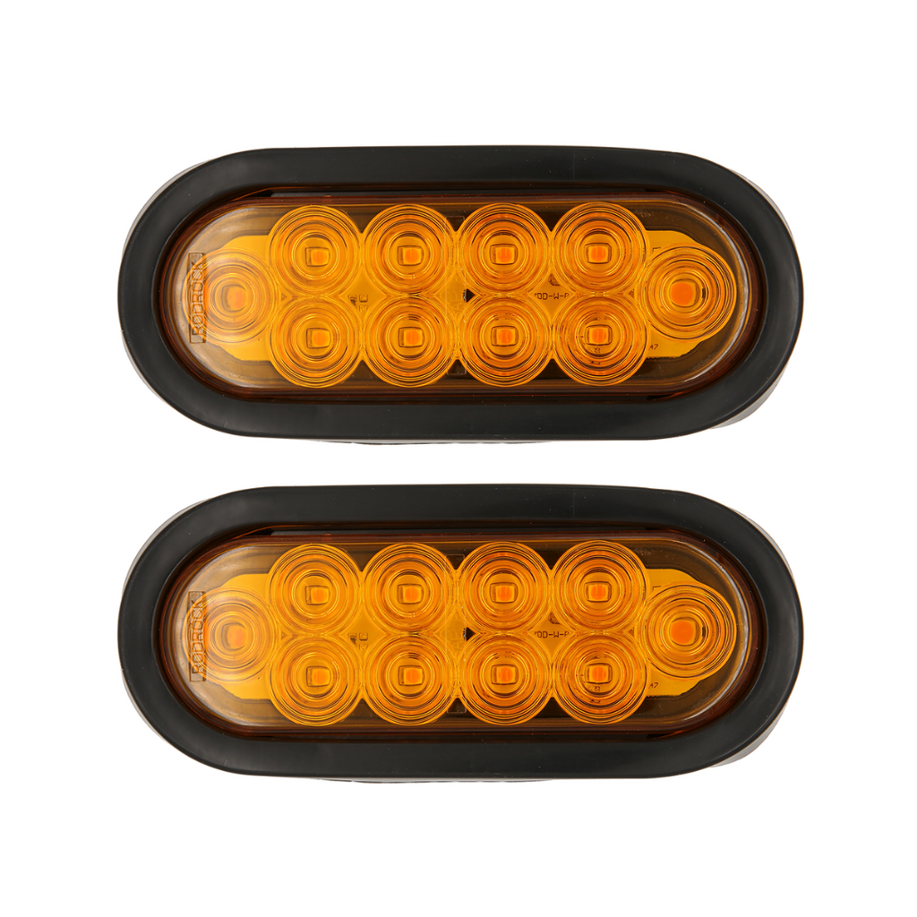 Feux de remorque ovales LED ambres 6" - submersibles, montage à anneau (caisse de 40 paires/80 feux)