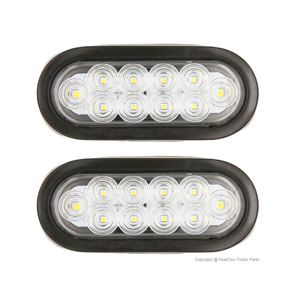 Feux de remorque ovales LED blancs 6" - submersibles, montage à anneau (caisse de 40 paires/80 feux)