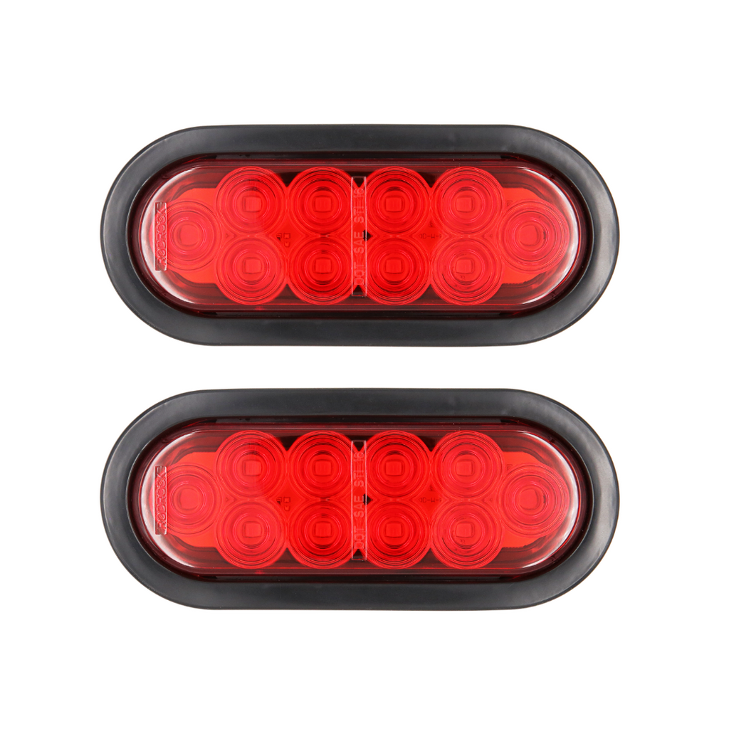 Feux de remorque ovales LED rouges 6" - submersibles, montage à anneau (caisse de 40 paires/80 feux)