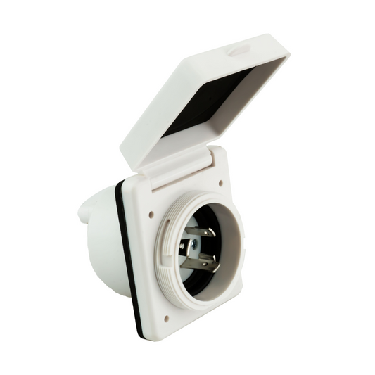 30 Amp Shore Power Inlet – NEMA L5-30P, Marine/RV/Trailer, White
