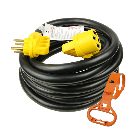 50A RV/EV Extension Cord – 25 ft, NEMA 14-50 with LED Indicator, Grip Handle, and Organizer