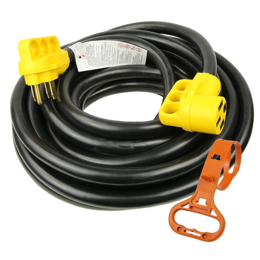50A RV/EV Extension Cord – 50 ft, NEMA 14-50 with LED Indicator, Grip Handle, and Organizer