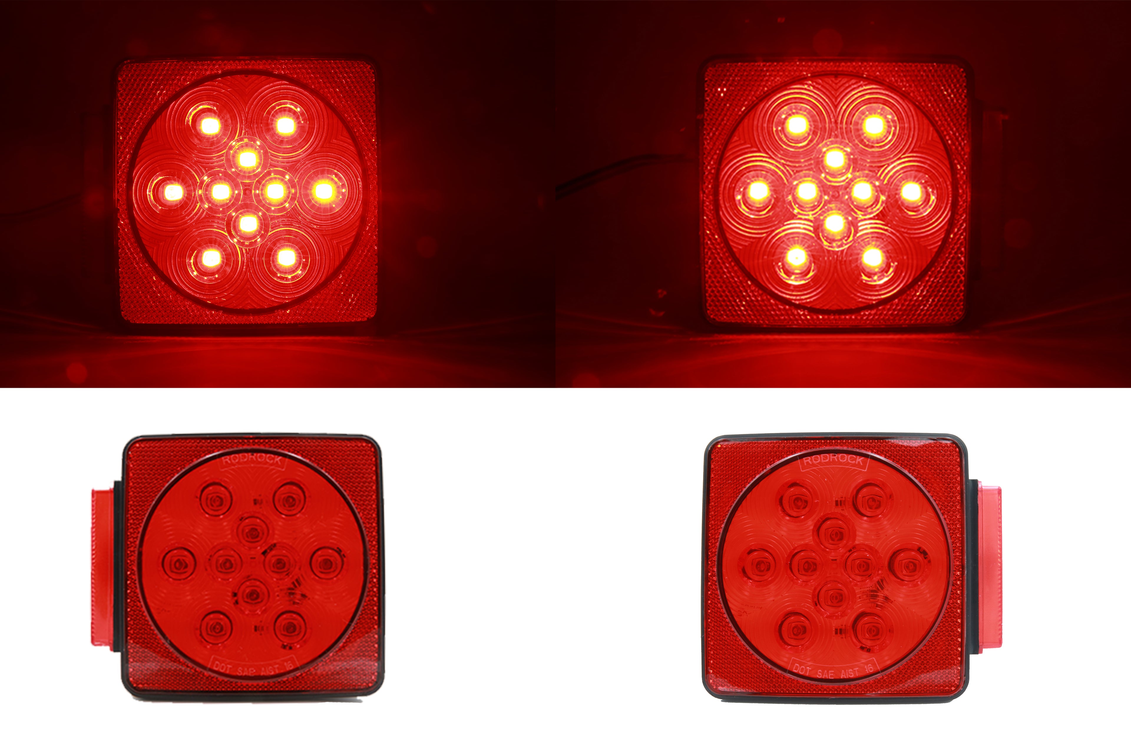 12V LED Submersible Square Trailer Light Kit