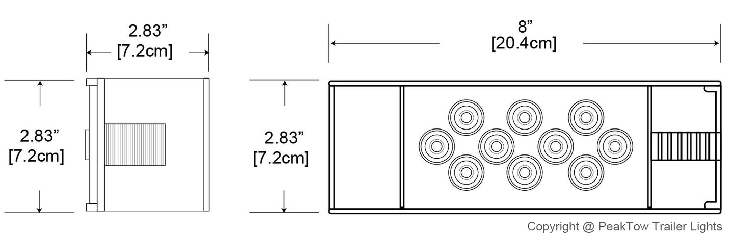 PTL0102 Deluxe 12V Rectangular Low Profile Submersible LED Trailer Light Kit Stop/Turn/Tail Lights - case of 12