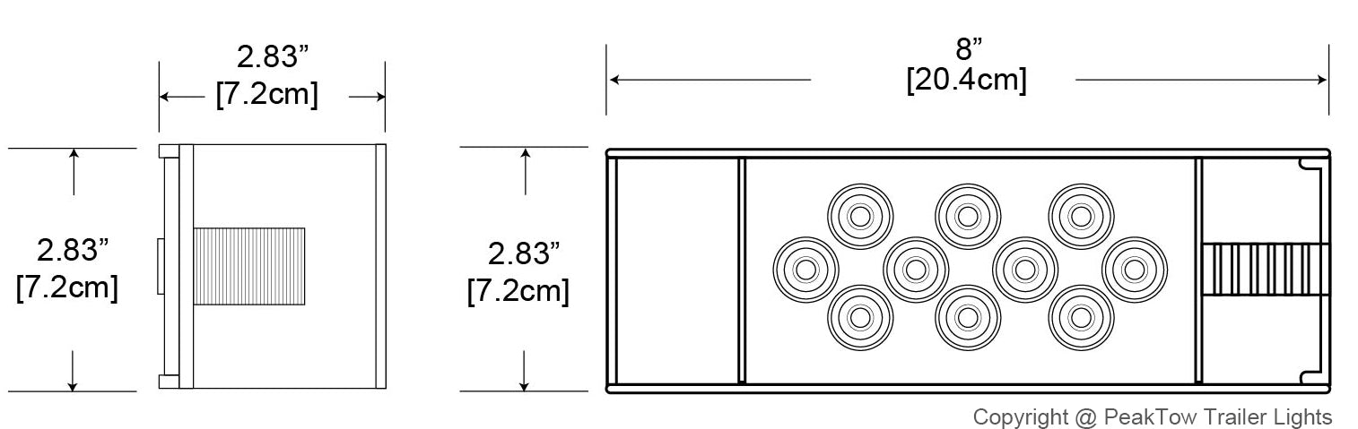 12V LED Submersible Rectangular Trailer Light Kit (Case of 12)