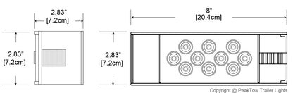 PTL0102 Deluxe 12V Rectangular Low Profile Submersible LED Trailer Light Kit Stop/Turn/Tail Lights - case of 12