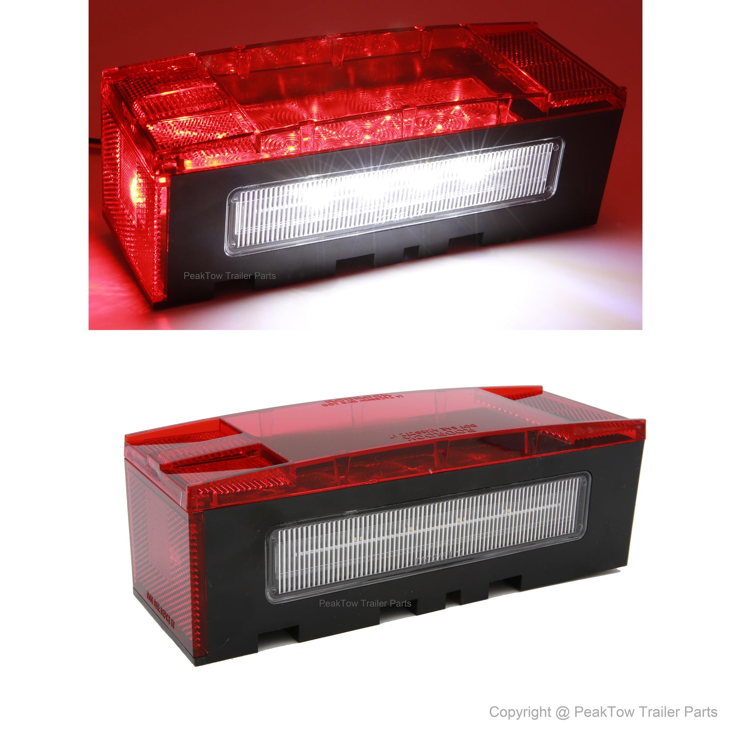PTL0102 Deluxe 12V Rectangular Low Profile Submersible LED Trailer Light Kit Stop/Turn/Tail Lights - case of 12