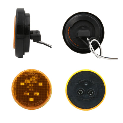 PTL0253 Round LED 2" 12V Submersible Clearance Marker Tail Brake Stop Lights For Car Truck Van Trailer RV Boat with Grommets and Plugs - case of 240 (120 Amber & 120 Red)